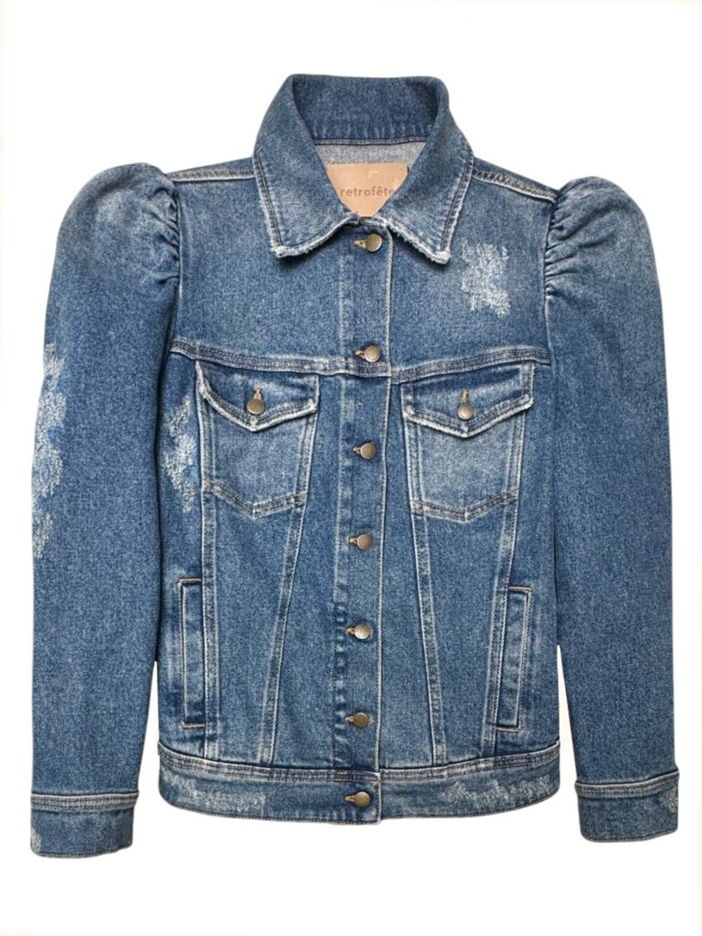 NWT RETROFETE ADA DENIM JACKET MADEIN ITALY DISTRESSED UPSCALE BOHO URBAN NEW